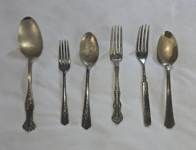 Lote de cubiertos antiguos vintage de plata Cambridge Wm Rogers Rockford usados Foto 1 de 4