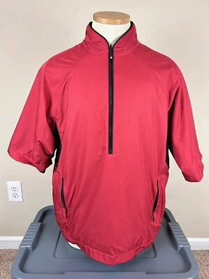 Footjoy Dryjoys Short Sleeve Golf Performance 1/2 Zip Red Pullover Men’s Size M - Image 1 of 4