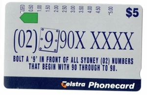 🔥 1993 Telecom Bolt a "9" In Front Of All Sydney (2) Numbers $5 Used 🔥  - Picture 1 of 1