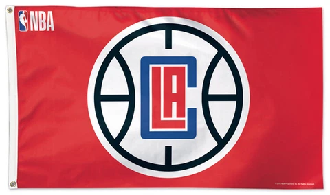 Los Angeles CLIPPERS LAC Logo on Red Huge 3x5 Deluxe NBA Basketball FLAG Cover