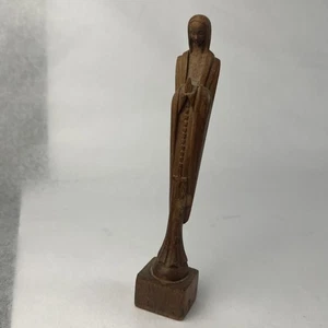 Vintage MCM geschnitzte Jungfrau Maria Statue Nussbaum einfaches minimalistisches Design 8 Zoll - Bild 1 von 14