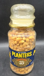 Vintage 1981 75th Anniversary Planters Mr. Peanut Decanter Glass Jar Sealed - Picture 1 of 9