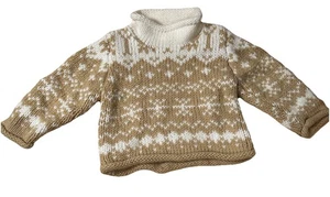 Old Navy Snowflake Sweater Fair Isle Roll Neck 6-12 mos Brown White Holiday - Picture 1 of 5