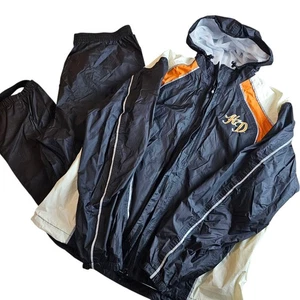Harley Davidson Windbreaker Full Zip Up Nylon PVC Rain Jacket & Pants Mens XL - Picture 1 of 8