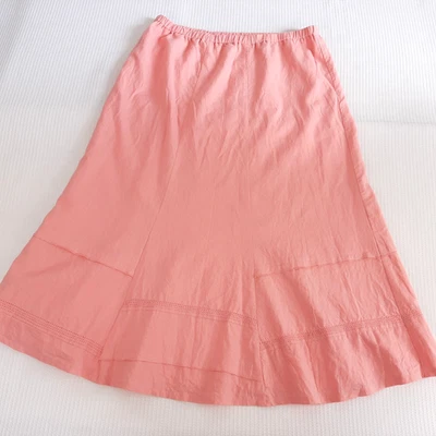 REQUIREMENTS Womens Skirt Size L Large 12 14 Pink Linen Blend Lined Pull On Elas - Image 1 of 4