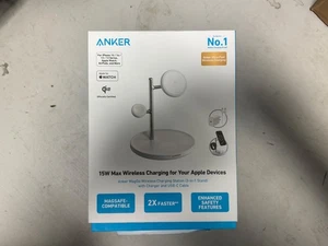 Anker MagGo 15W Wireless Charging Station 3-In-1 Stand With USB-C Cable - Photo 1 sur 1