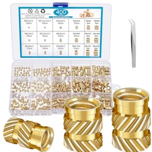 Juego de 400 piezas de insertos roscados inserto térmico M2 M2,5 M3 M4 M5 M6 tuercas moleteadas métricas - Imagen 1 de 5