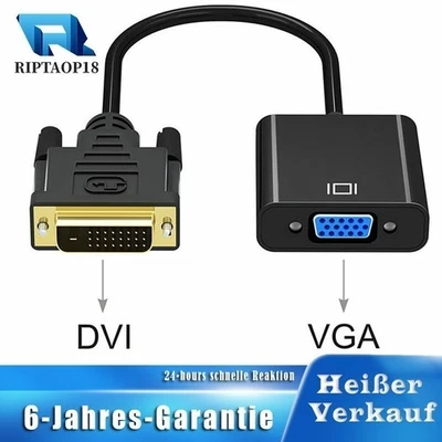 DVI auf VGA Adapter 24+1 Pin DVI-D Stecker auf VGA Buchse Konverter 1080P DE - Bild 1 von 4
