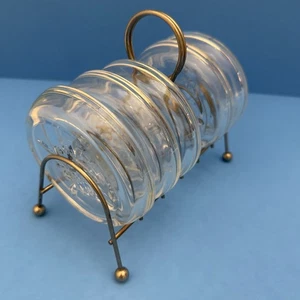 VINTAGE PRINCESS HOUSE COASTER SET OF 5 Discontinued Holder Fleur De Lis - Picture 1 of 8