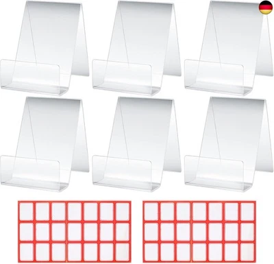 6 Stk Acryl Buchständer, Buchaufsteller Transparente mit Ledge, Buchstütze A - Bild 1 von 4