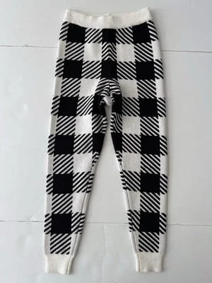 Pantalones de chándal Beach Bunny tejidos para mujer S blancos negros a cuadros búfalo elásticos acogedores  Foto 1 de 4