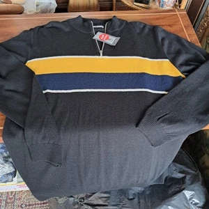 Tu Man Acrylic Jumper, Size XXL, 50"-52" Chest, Black with Yellow/Blue Stripe - Picture 1 of 5