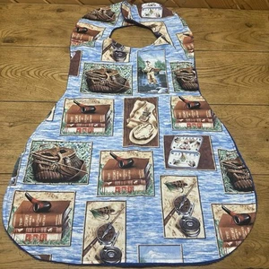 Adult Bib Clothing Protector Special Needs Elderly Washable Handmade 32” Fishing - Picture 1 of 7