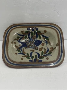 VTG Mexican Tonala JORGE WILMOT stoneware ceramic Fish plate Signed 9 1/4” L - Picture 1 of 11