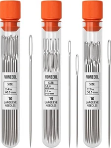 35 PCS Large Eye Sharp Hand Sewing Needles 4 Assorted Sizes - Easy Threading ... - Picture 1 of 6