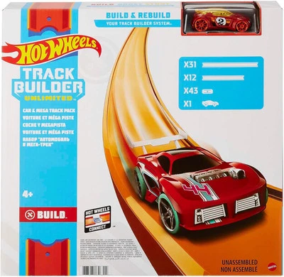 Hot Wheels Toy Car Mega Track Set Pack, 87 Component Building Parts for...  - Image 1 of 4