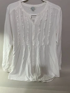 Sundance weiß Rüschen Biesen Knopfleiste Langarm Bluse Top Gr. M - Exc! - Bild 1 von 3