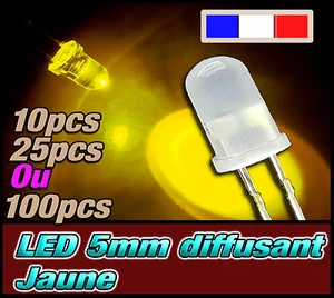 415D# LED 5mm ronde jaune diffusant dispo 10, 25, 100 ou 1000pcs - yellow LED - Imagen 1 de 1
