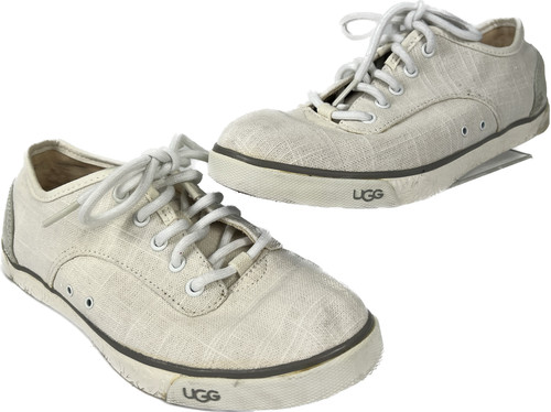 UGG Australia 1002640 Hally sneakers da donna bianche in tela taglia 7 5 con lacci