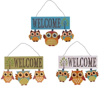Hanging Wooden Welcome Sign Front Door Decor, Rustic Welcome Door Sign Owl Farmh - Image 1 of 4