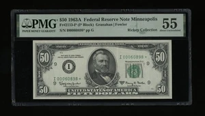 DBR 1963-A $50 FRN Minneapolis STAR Fr. 2113-I* PMG 55 Serial I00060898* - Picture 1 of 2