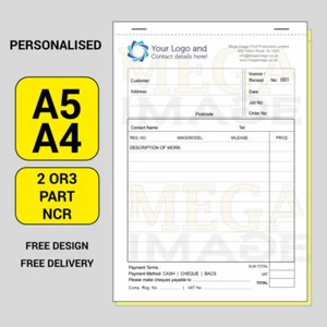 FACTURA/RECIBO PERSONALIZADO IMPRESO NCR, TAMAÑO A4/A5, DUPLICADO/TRIPLICADO - Imagen 1 de 2