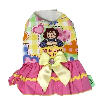 Hecho a mano Raggedy Ann muñeca tema diseñador perro pequeño adornado vestido falda rosa Foto 1 de 4