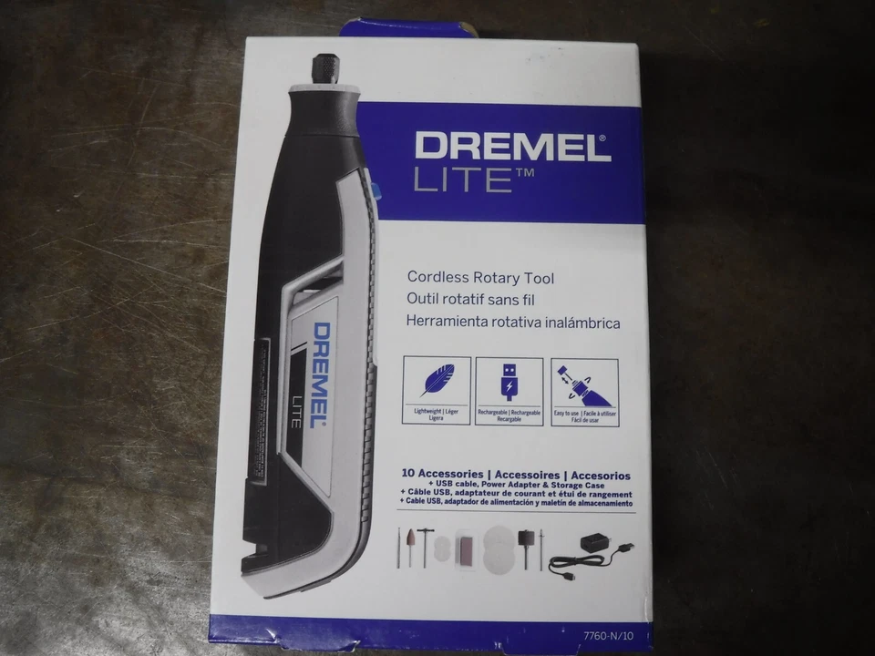 Dremel Lite 7760 4V 25,000 RPM Cordless Rotary Tool Kit 7760-N/10 - Gray