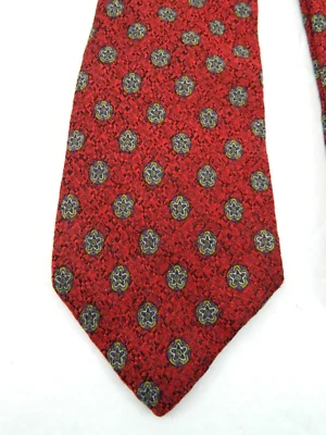 Corbata de diseñador Lanvin Paris para hombre roja dorada pura seda hecha en Italia Foto 1 de 4