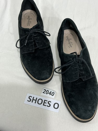 Scarpa donna Clarks Collection Ultimate Comfort nera scamosciata stringata zeppa tacco 10