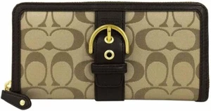 Coach Signature Campbell Buckle Accordion Zip Around Wallet - Picture 1 of 3