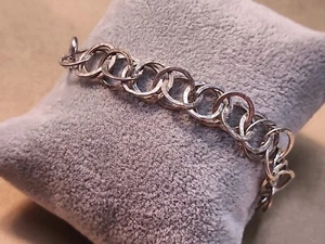 Vintage HAN 925 Italy Fancy Multi Circle Link Charm Bracelet 8-1/8" - Picture 1 of 11