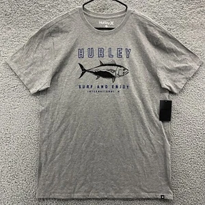 T-Shirt Uomo Hurley Large L Grigio Surf and Enjoy International Fish Ahi Tuna Nuova con etichette - Foto 1 di 8