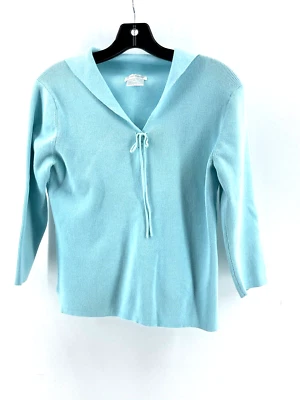 Pierre Cardin Women's Mint Green 3/4 Sleeve Collared Knit Sweater Top Size M - Image 1 of 4