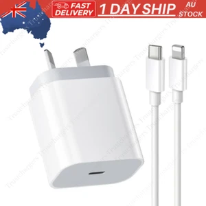 For iPhone 14 13 12 11 8 USB Type C Fast Power Adapter 20W PD Cable Lot AU Block - Picture 1 of 16