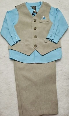 NUEVO DOCKERS Niño Pequeño 24 Meses Niños 4 piezas Azul/Bronceado Traje Boda Fiesta Vacaciones Foto 1 de 3