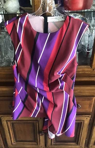 Zara Woman Studio Asymmetrical Ruched Striped Sleeveless Tunic Top Medium M NWT - Picture 1 of 15