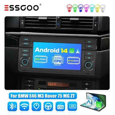 Android Auto 14 64G Carplay Car Stereo GPS NAV For BMW E46 316i 320i M3 Rover 75 - Image 1 of 4