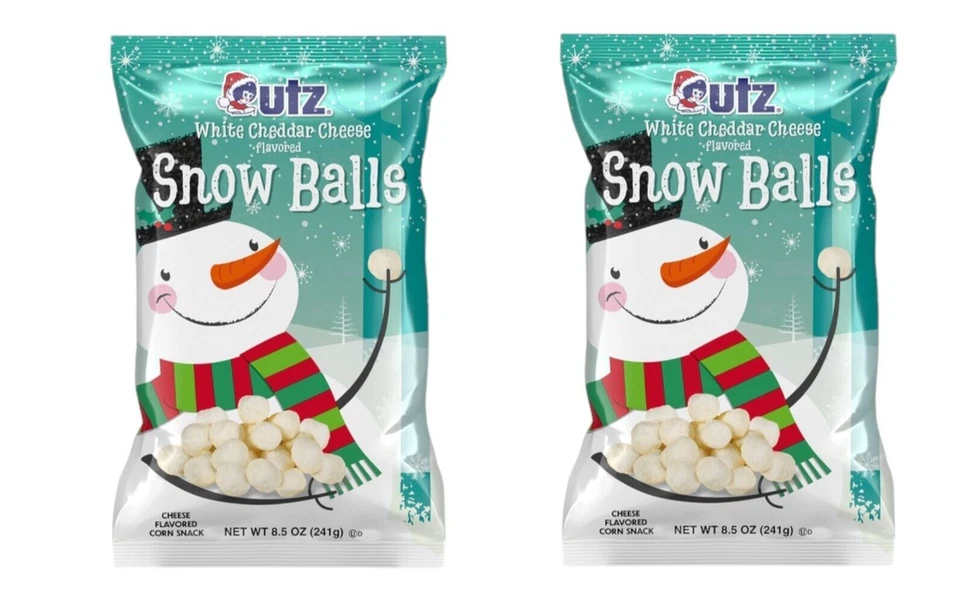 Utz White Cheddar Cheese Christmas Snowballs Puffed Holiday Snacks 8.5 oz Bag