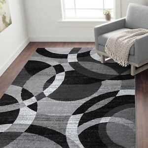 Modern Rug Contemporary Circles Abstract Area Rug Living Room Carpet Hallway Rug