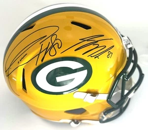 Packers JORDY NELSON & DONALD DRIVER Dual Signed Full Size Replica Helmet AUTO - Picture 1 of 1