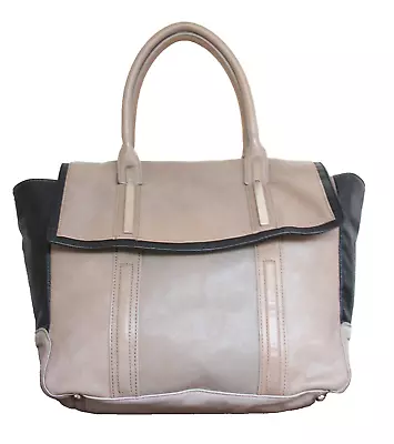 WALTER BAKER GRAY BLACK GENUINE LEATHER PVC TOP HANDLE TOTE SHOULDER BAG HANDBAG - Image 1 of 4