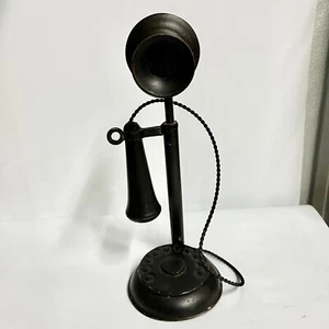 Decor Vintage Antique Metal Telephone Black Iron Home Decor - Picture 1 of 4