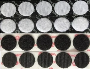 VELCRO® Stick On Dots - Hook & Loop - Black or White - 22mm - 10 Sets - Picture 1 of 5
