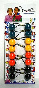 Girls Ponytail Holders Small Balls Bubble Fall Colors Green Orange Set of 8 - Picture 1 of 2