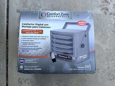Calentador industrial de montaje en techo Comfort Zone con 2 ajustes y termostato CZ225ERG Foto 1 de 3