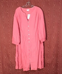 J. JILL Courtyard Split Neck Dress Tiered Ruffle 3/4 Sleeves Guava Women's Sz 3X - Picture 1 of 12