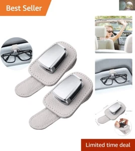 Universal Car Visor Sunglasses Holder Clips - Durable Aluminum & Leather Design - Picture 1 of 9