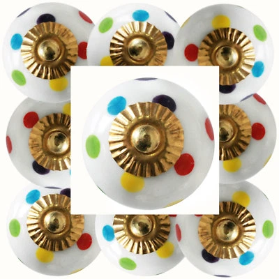 Möbelknöpfe Set 6-8-10 STK Griffe Blau Grün Keramik Knöpfe Möbelknopf Punkte 188 - Bild 1 von 4