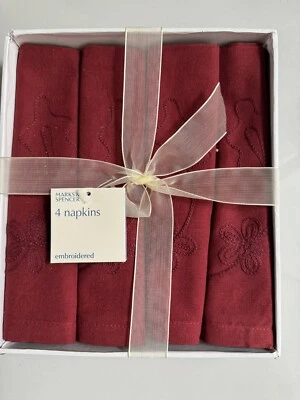 M&S - Set of 4 Cotton Rich Napkins - 100% Cotton - 45cm * 45cm - Brand New - Image 1 of 4